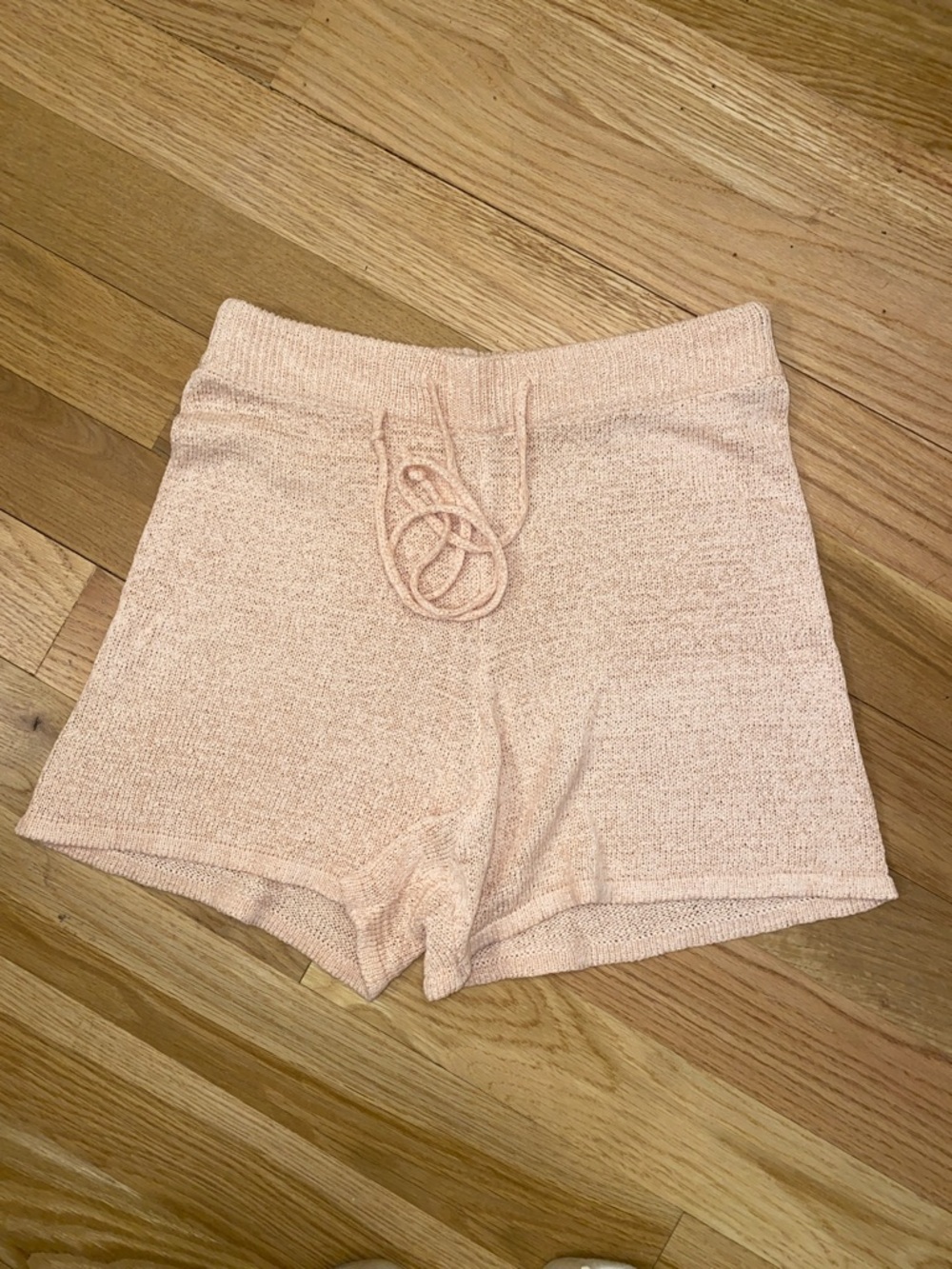Cozy Knit Drawstring Women’s Shorts — Blush Pink
